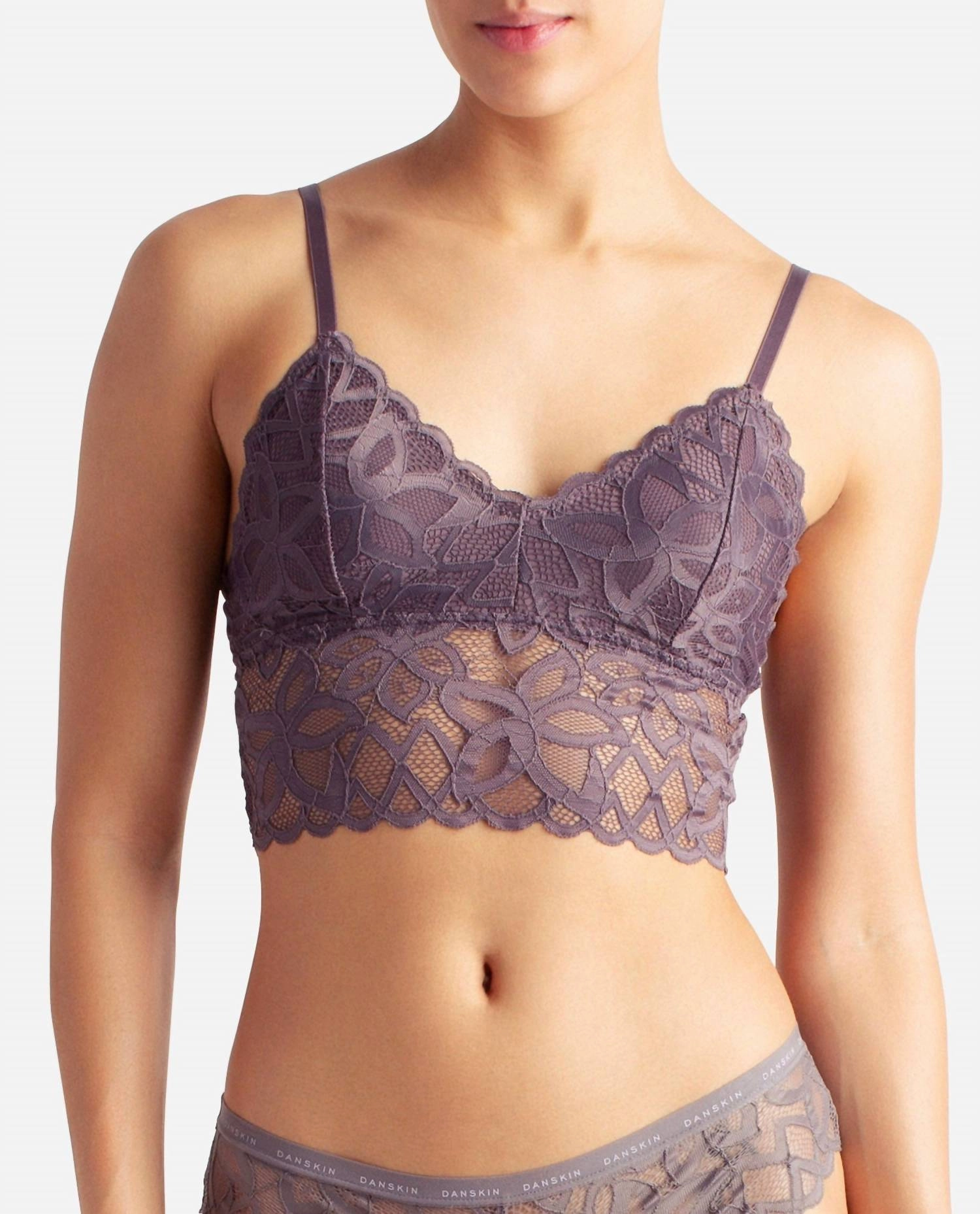 2-Pack Longline Lace Bralette In Night Mauve And Washed Silk