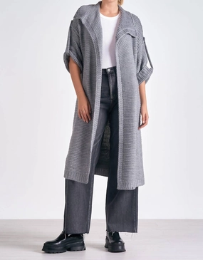 3/4 Sleeve Cozy Cardigan In Charcoal Tops Womens - sheer tops clearance