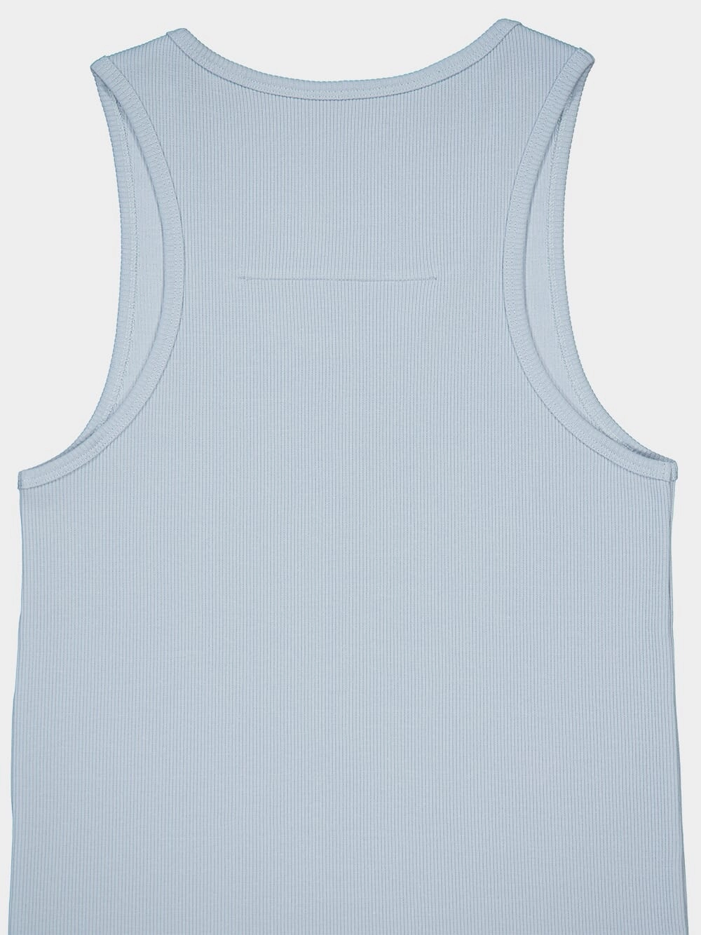 4G Detail Ribbed Cotton Sky Blue Tank Top
