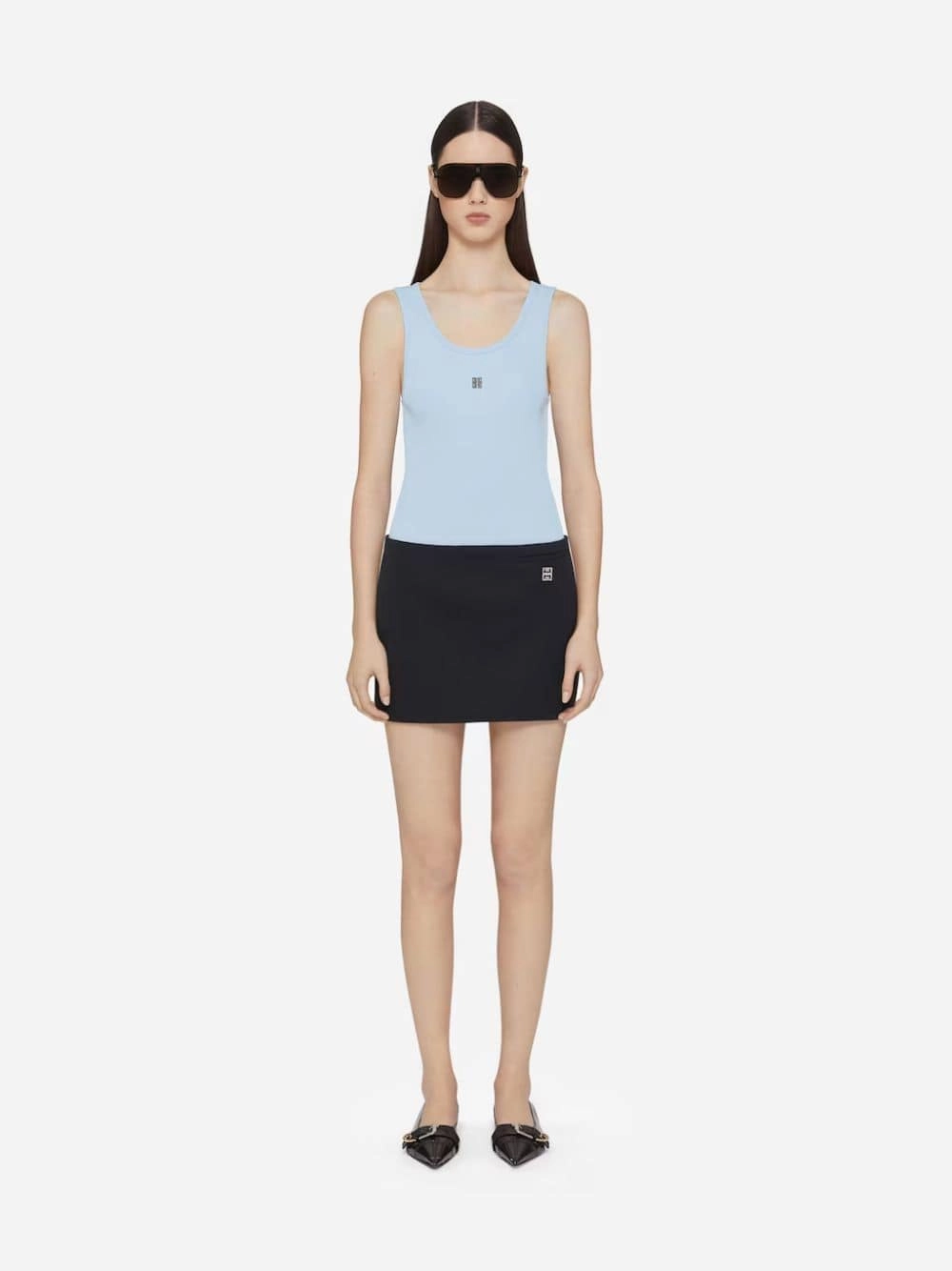 4G Detail Ribbed Cotton Sky Blue Tank Top Knitwear Womens - women's knitwear cheap