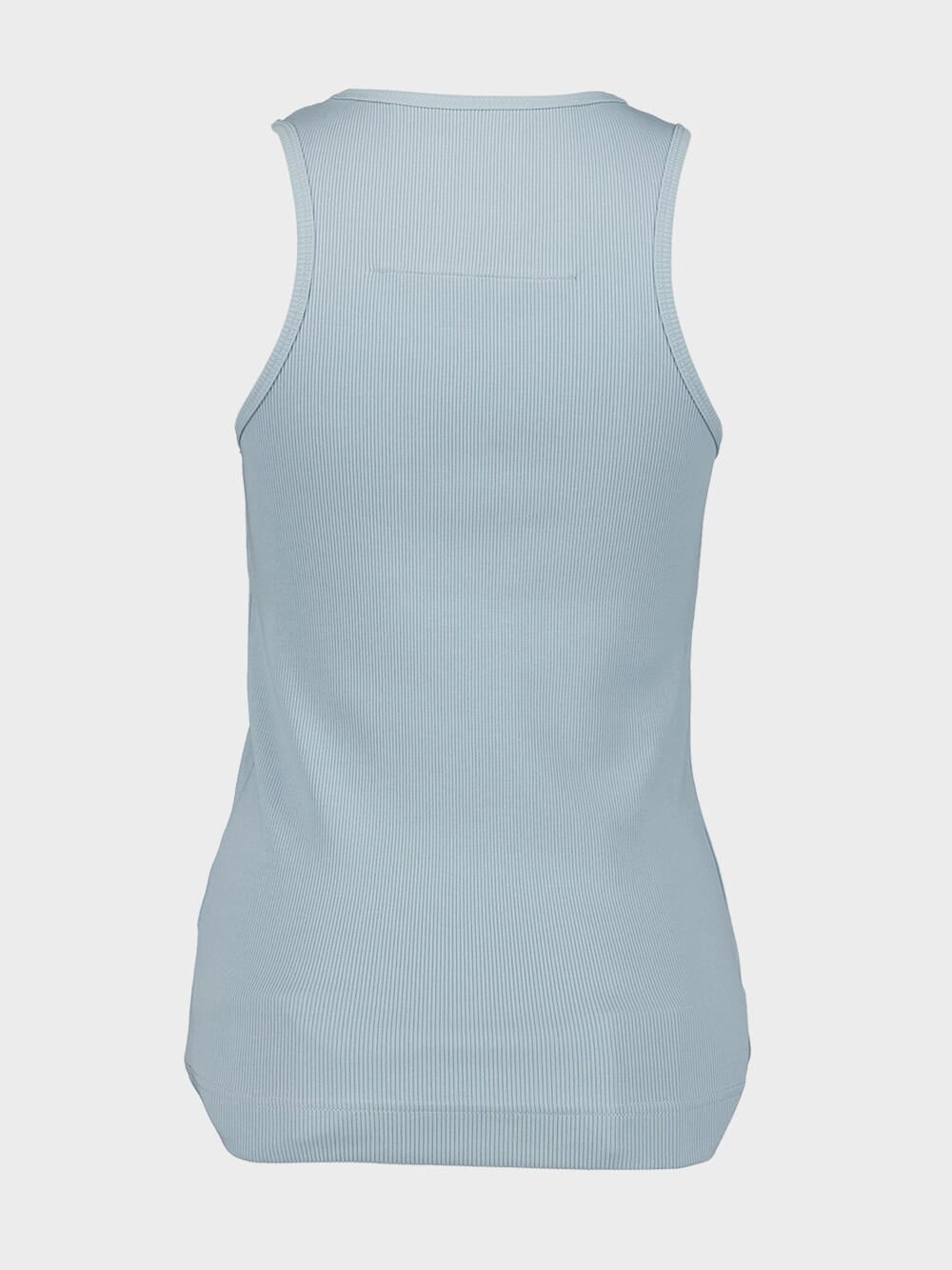 4G Detail Ribbed Cotton Sky Blue Tank Top