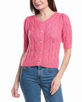 525 America Puff Sleeve Wool-Blend Cardigan Tops Womens - camisoles best price