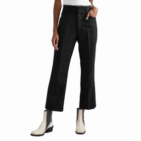 70S Twill Wide Leg Pant In Black bottoms for women sale