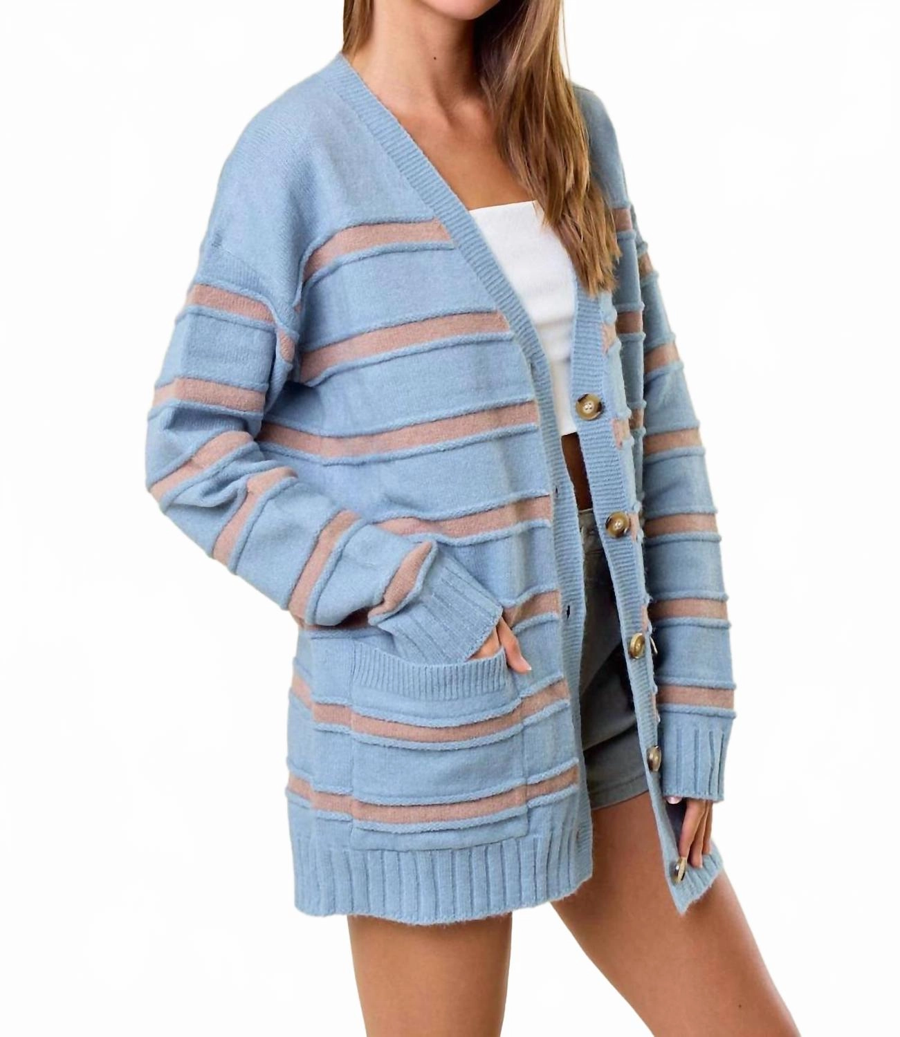 Aaliyah Cardigan In Dusty Blue