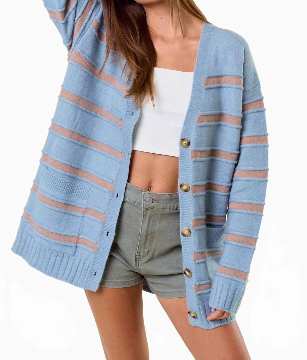 Aaliyah Cardigan In Dusty Blue Tops Womens - wrap tops cheap