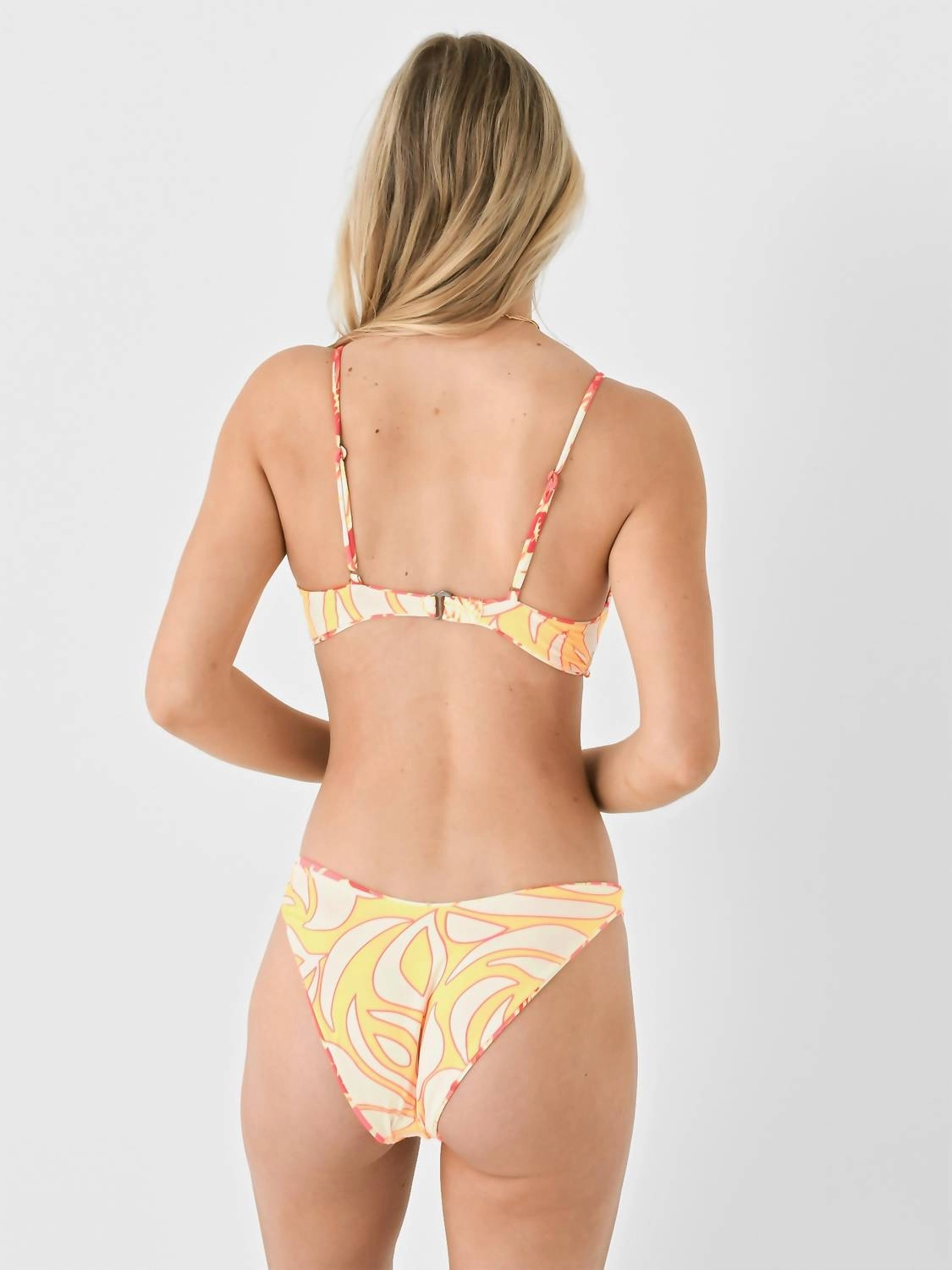Abstract Garden Twisted Classic Bikini Top In Orange