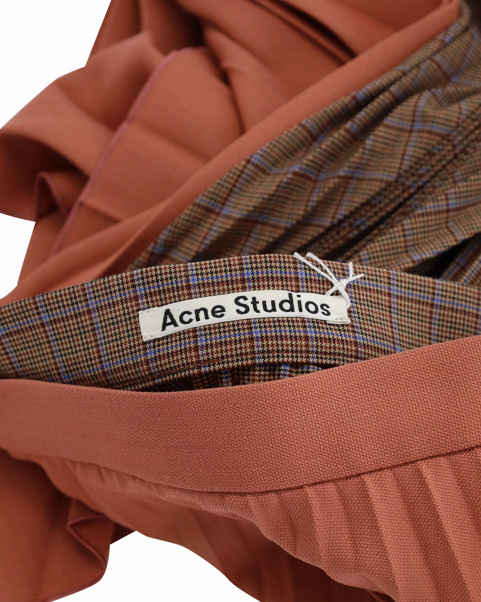 Acne Studios Electric-Pleated Asymmetrical Midi Skirt in Orange Wool Blend