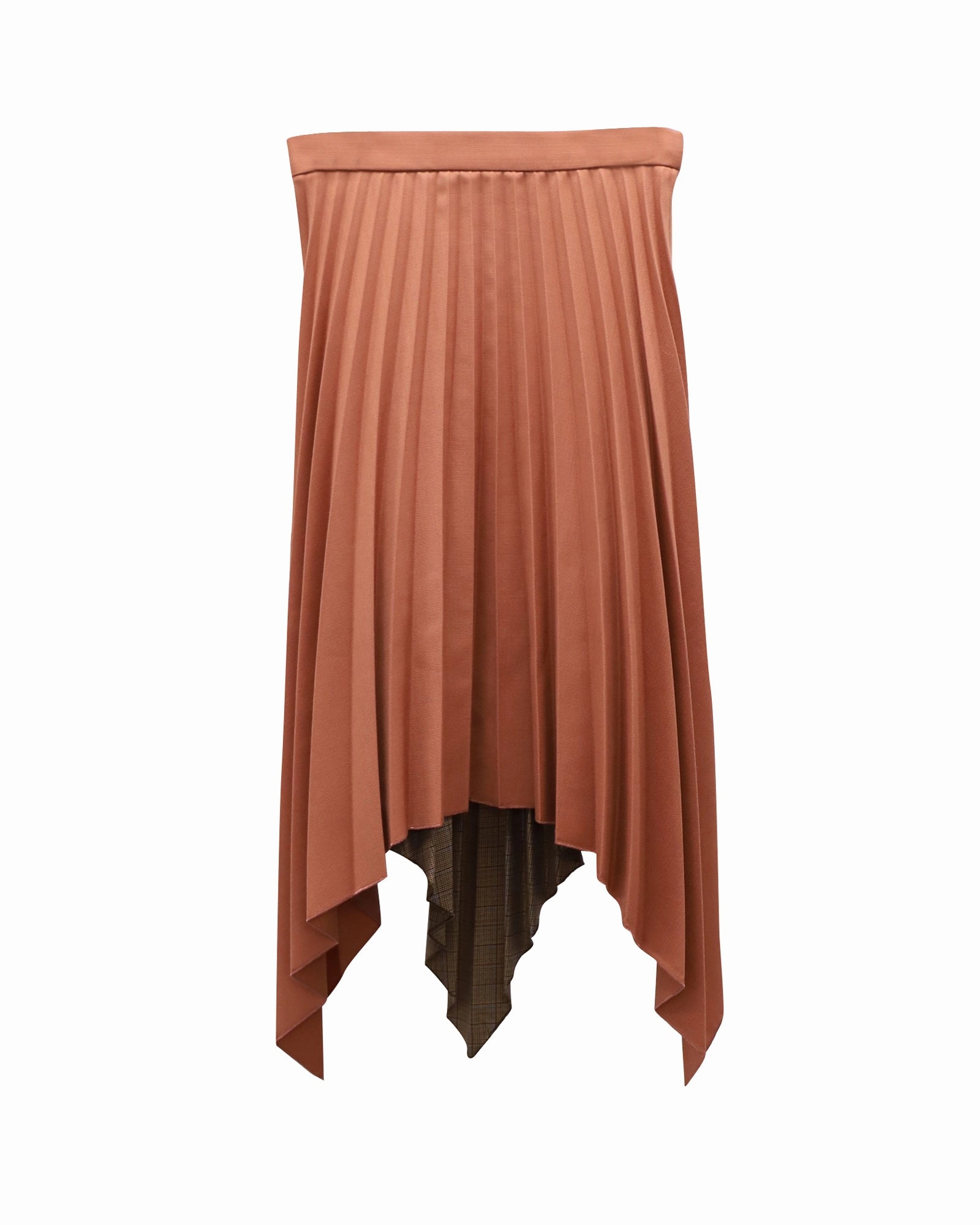 Acne Studios Electric-Pleated Asymmetrical Midi Skirt in Orange Wool Blend