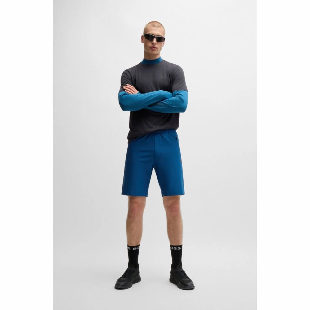 Active-stretch shorts with decorative reflective details