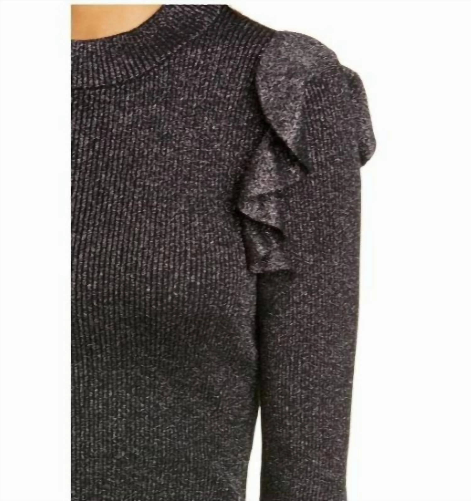 Addale Rib Knit Ruffle Sweater In Black