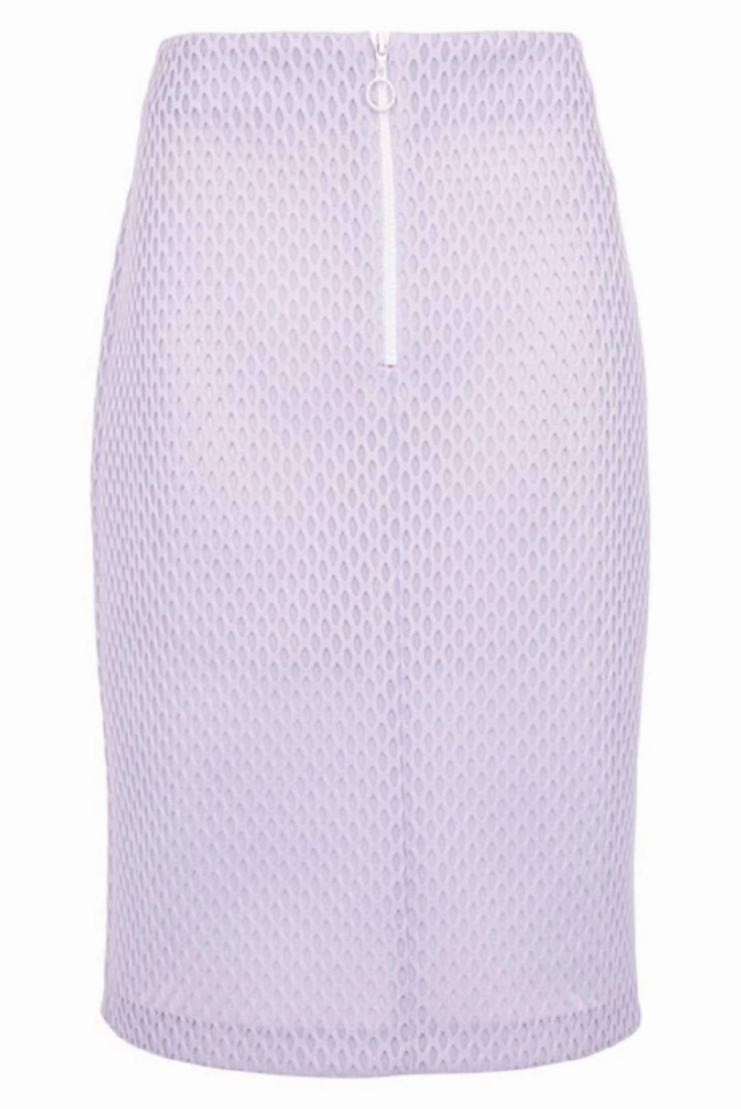 Airtex Mesh Pencil Front Zip Skirt In Purple