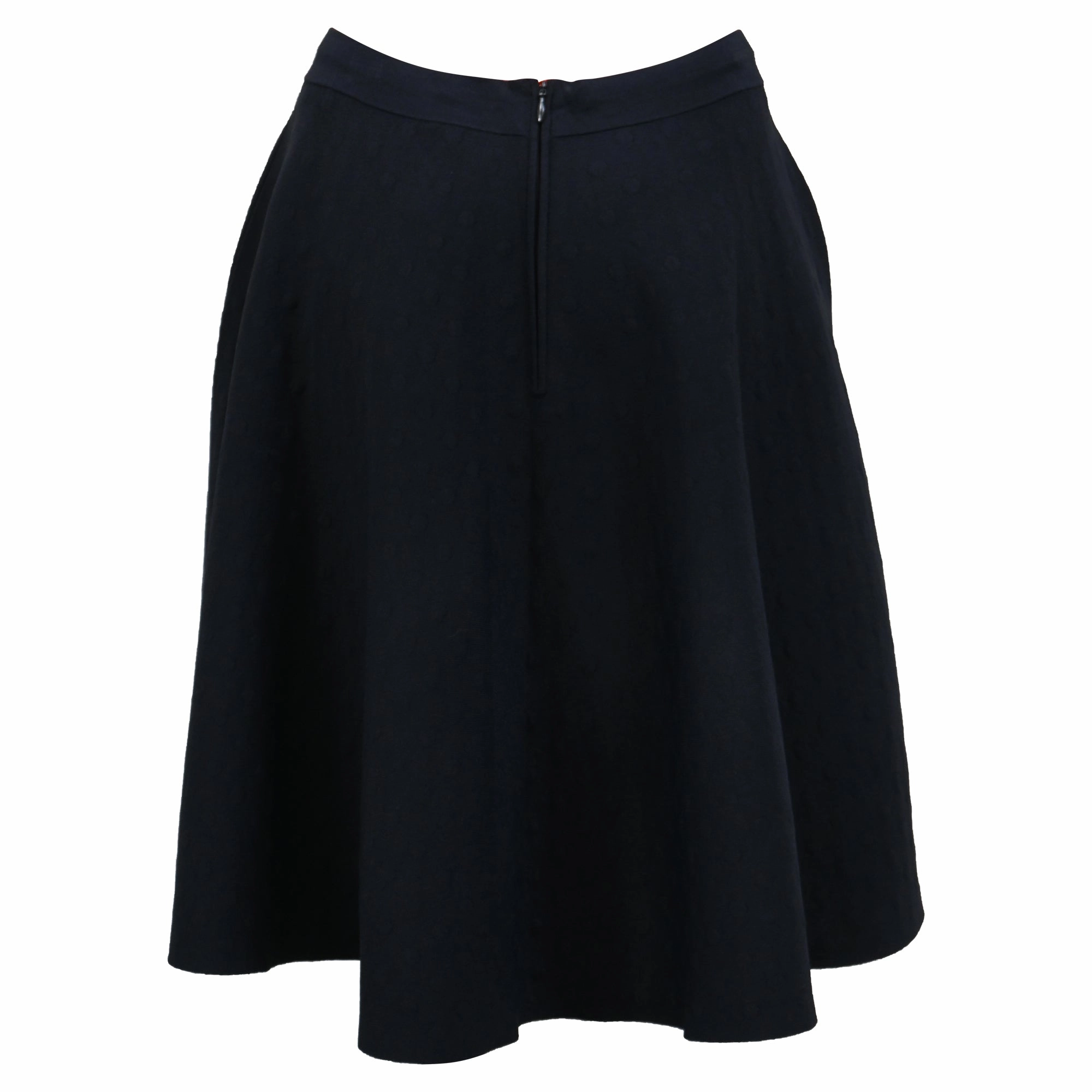 Akris Punto A-Line Midi Skirt in Navy Blue Wool