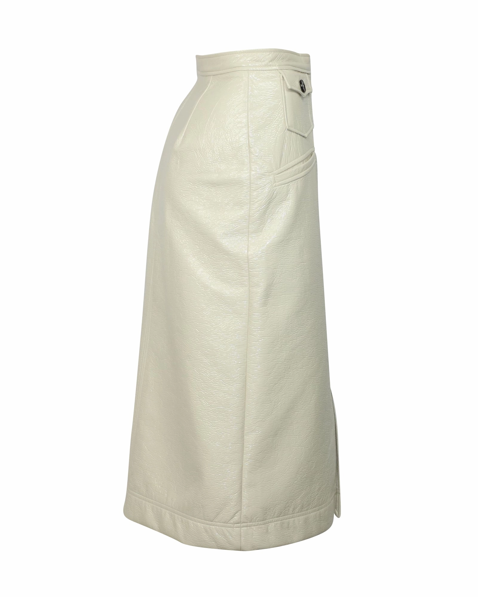 Alexa Chung Midi Pencil Skirt in White Cream PVC