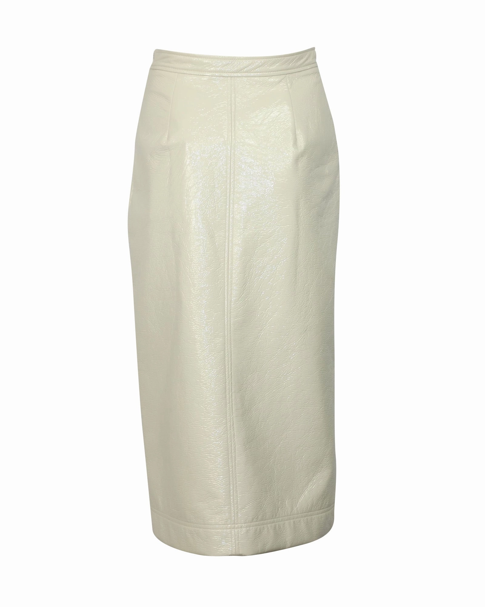 Alexa Chung Midi Pencil Skirt in White Cream PVC