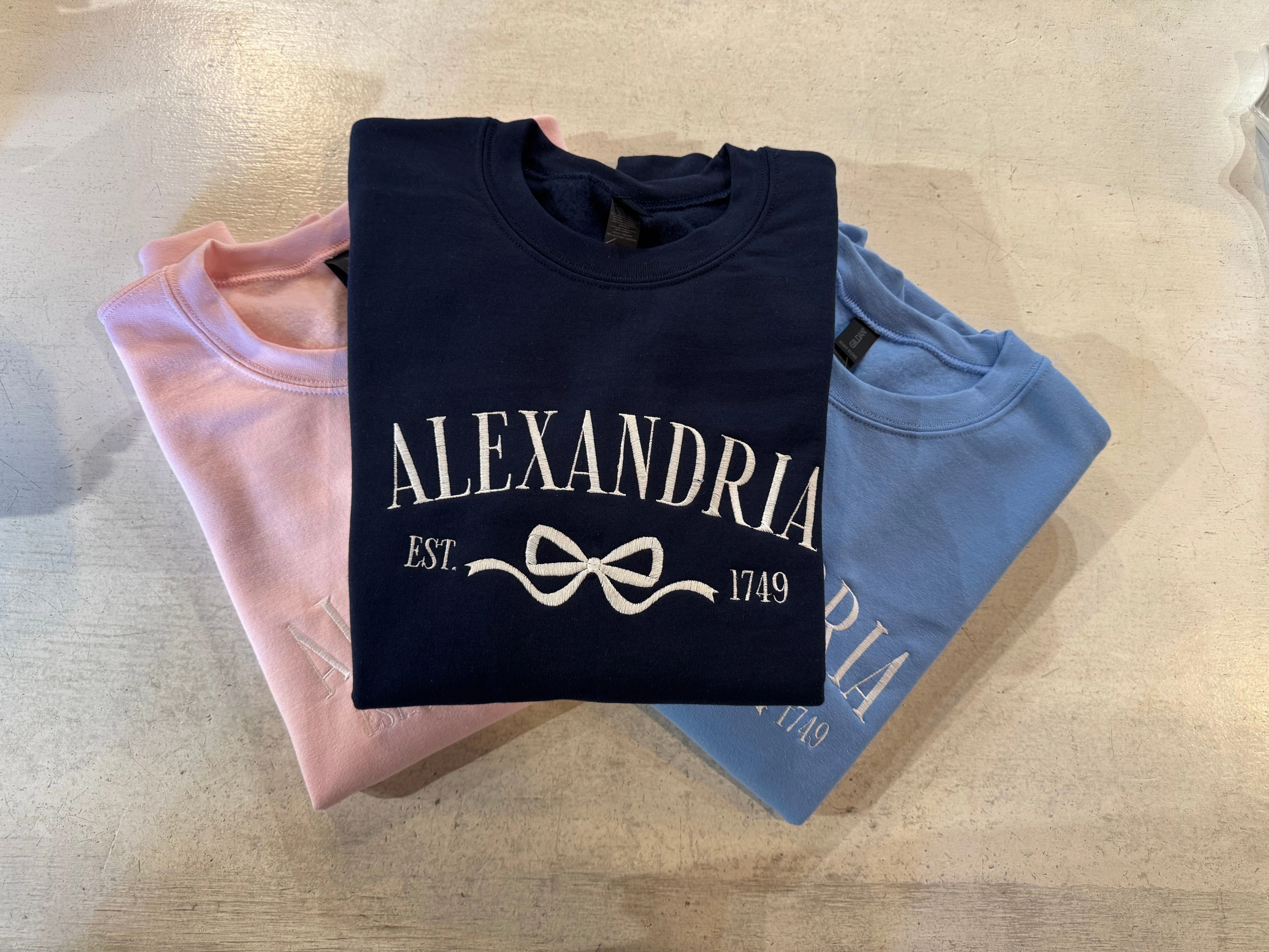 Alexandria Embroidered Bow Sweatshirt - Navy