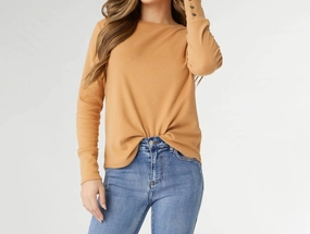 Alexis Super Soft Top With Snap Cuff In Camel Tops Womens - peplum tops outlet