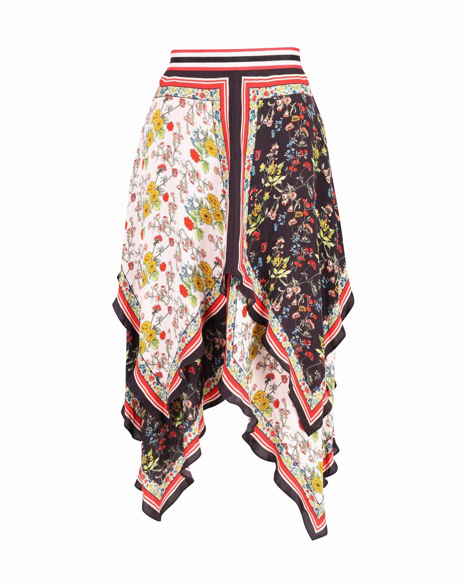 Alice   Olivia Maura Tiered Hankderchief Hem Skirt in Multicolor Polyester