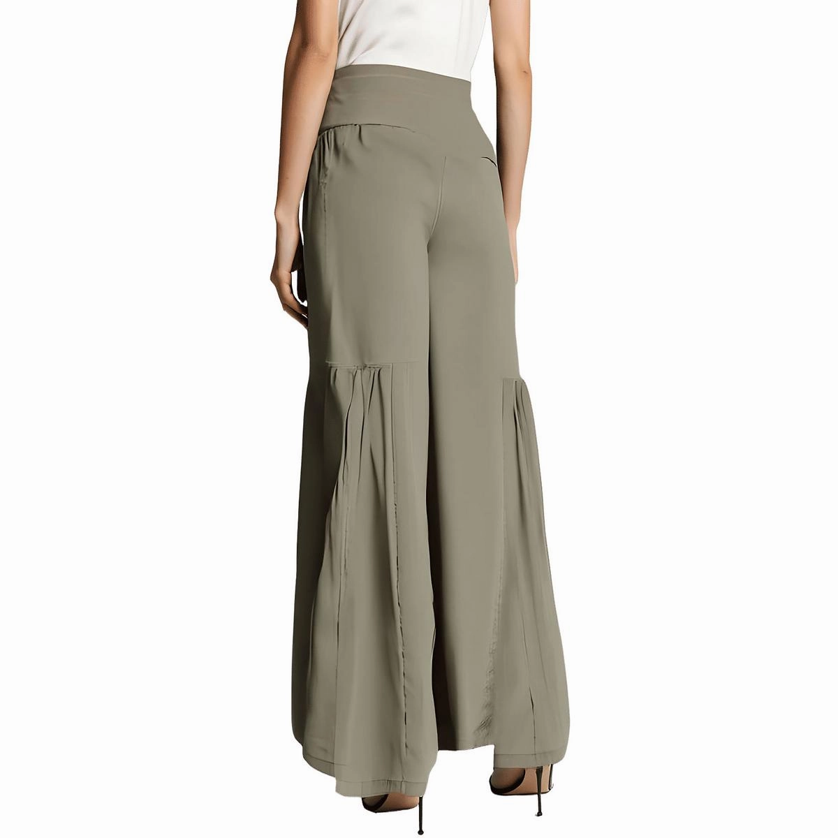 Allegra Womens Mixed Media Linen Flared Pants