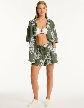 Aloha Beach Shirt - Khaki Swim Womens - bikinis clearance