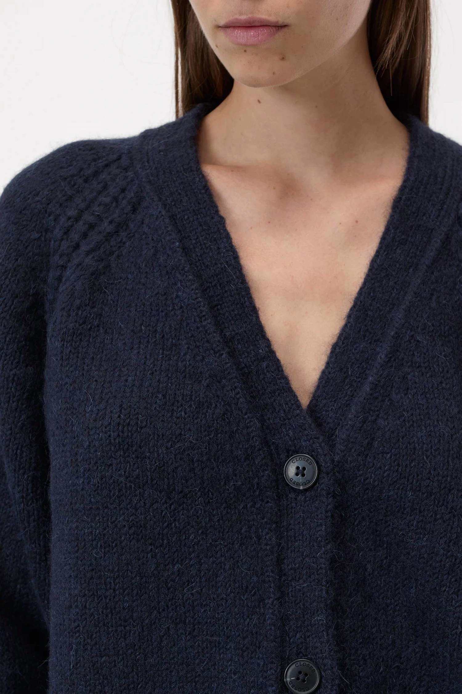 Alpaca-Mix V Cardigan In Dark Night