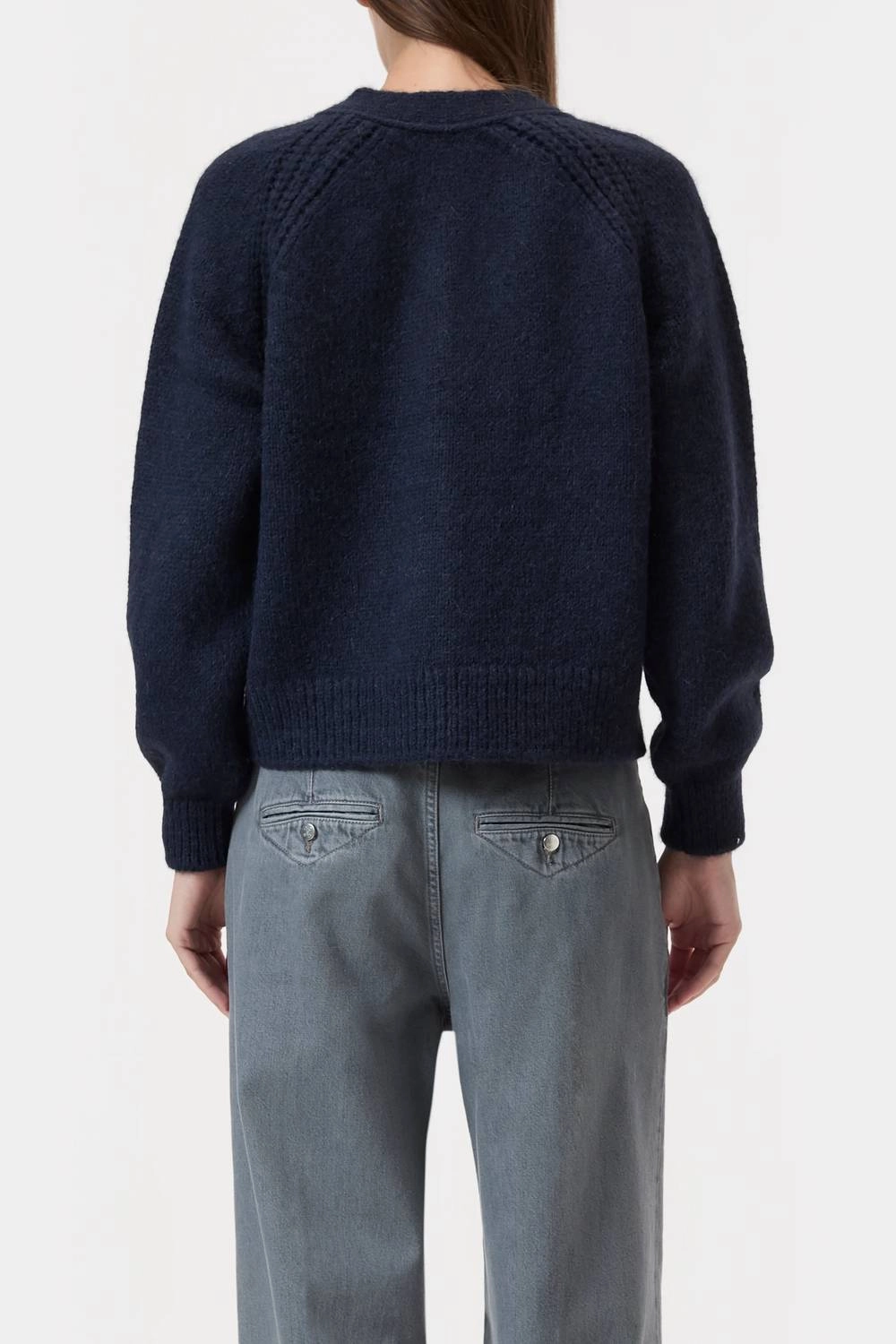 Alpaca-Mix V Cardigan In Dark Night