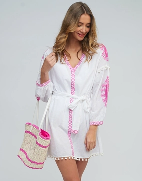 Amara Tunic - White Pink Swim Womens - swimwear sale