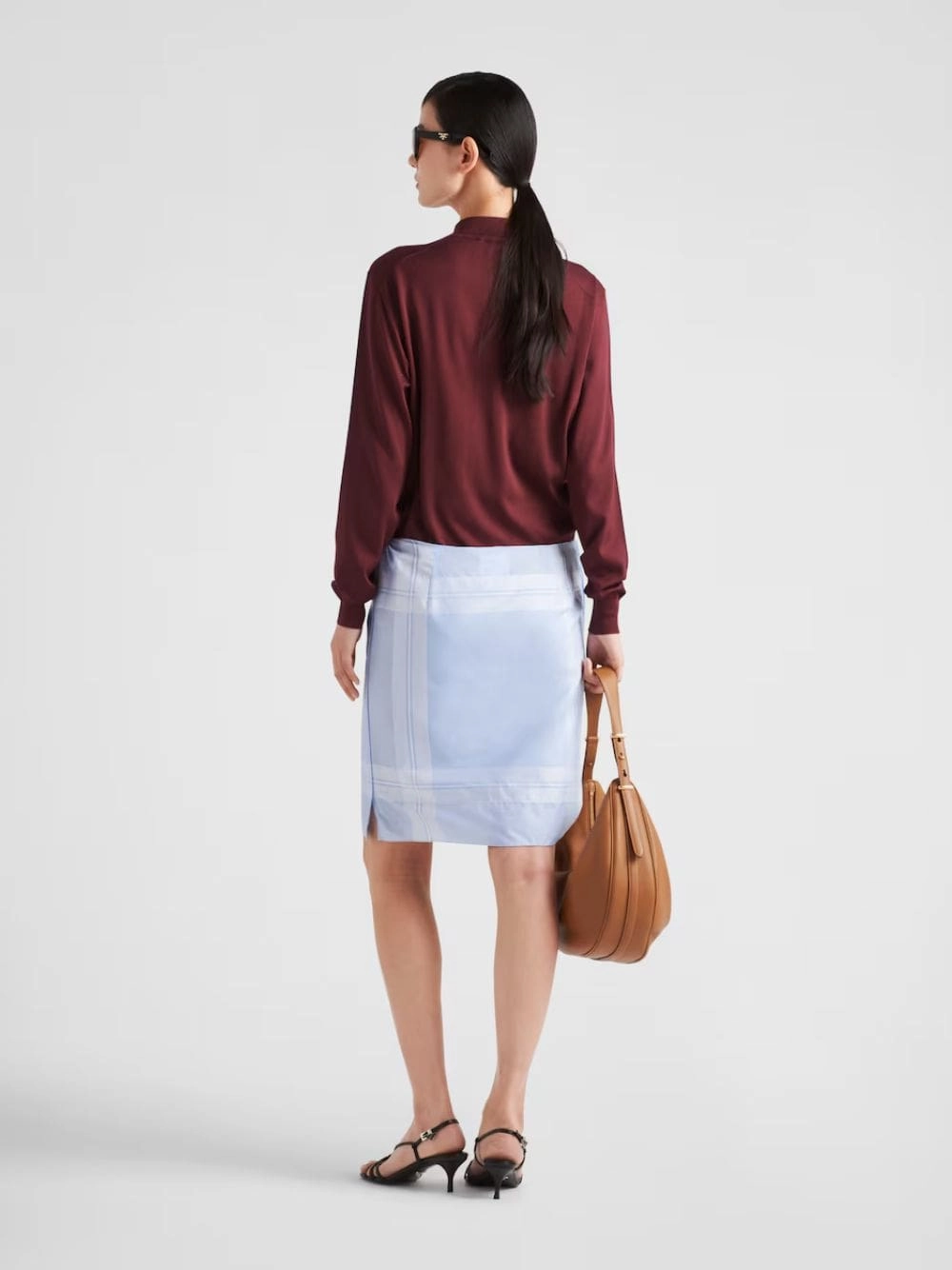 Amaranth Red Long-Sleeved Silk Polo Shirt