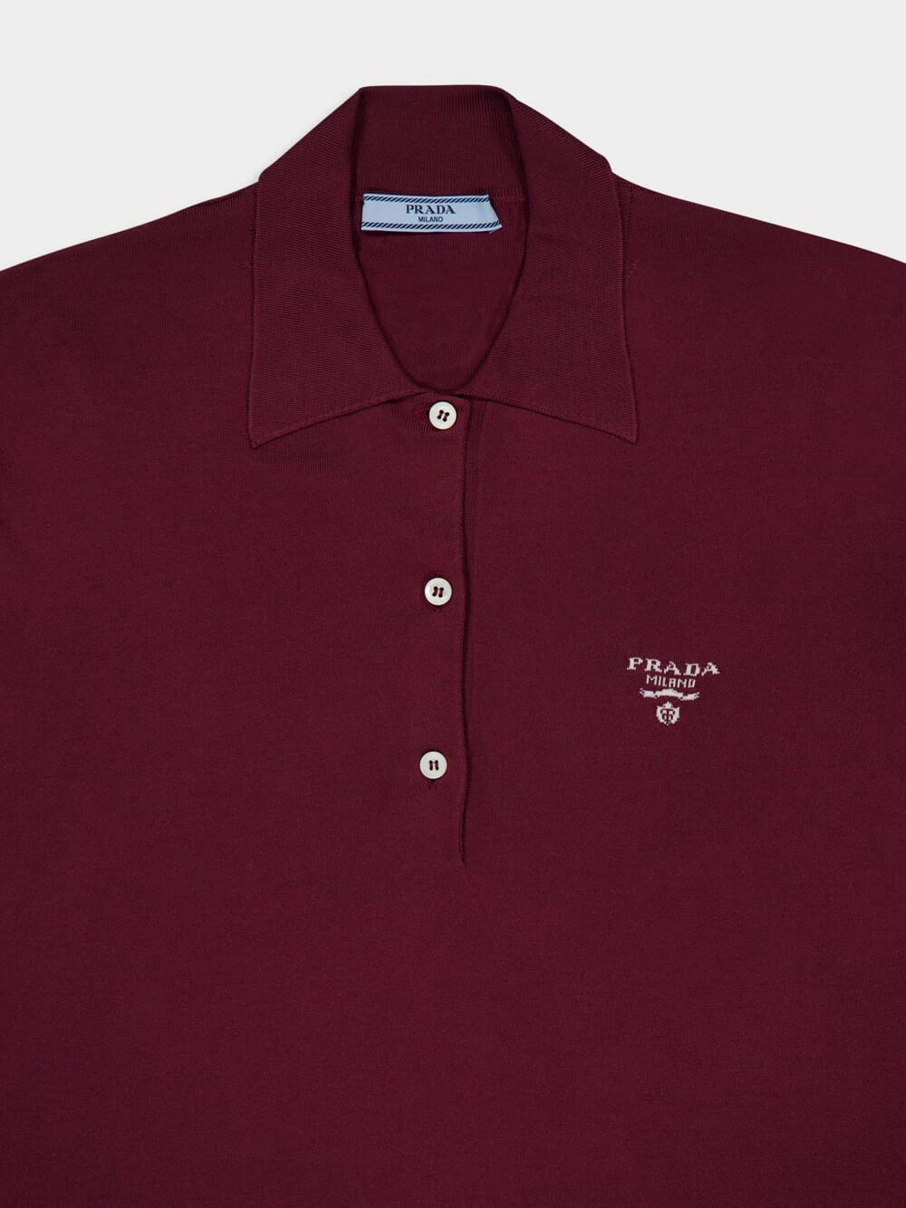Amaranth Red Long-Sleeved Silk Polo Shirt