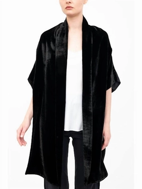 Amari Shrug With Silk Contrast In Black Tops Womens - bodysuits clearance