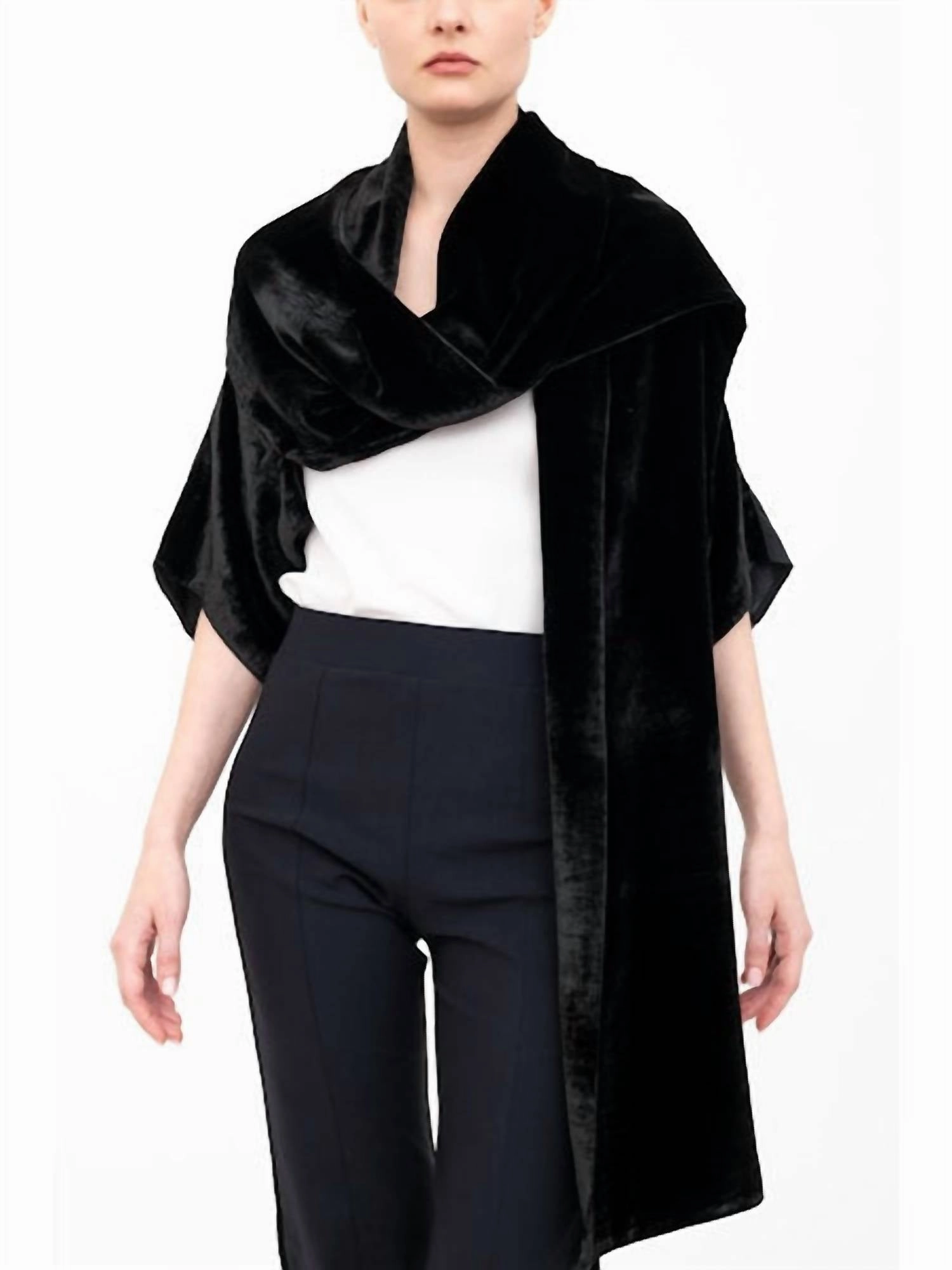 Amari Shrug With Silk Contrast In Black