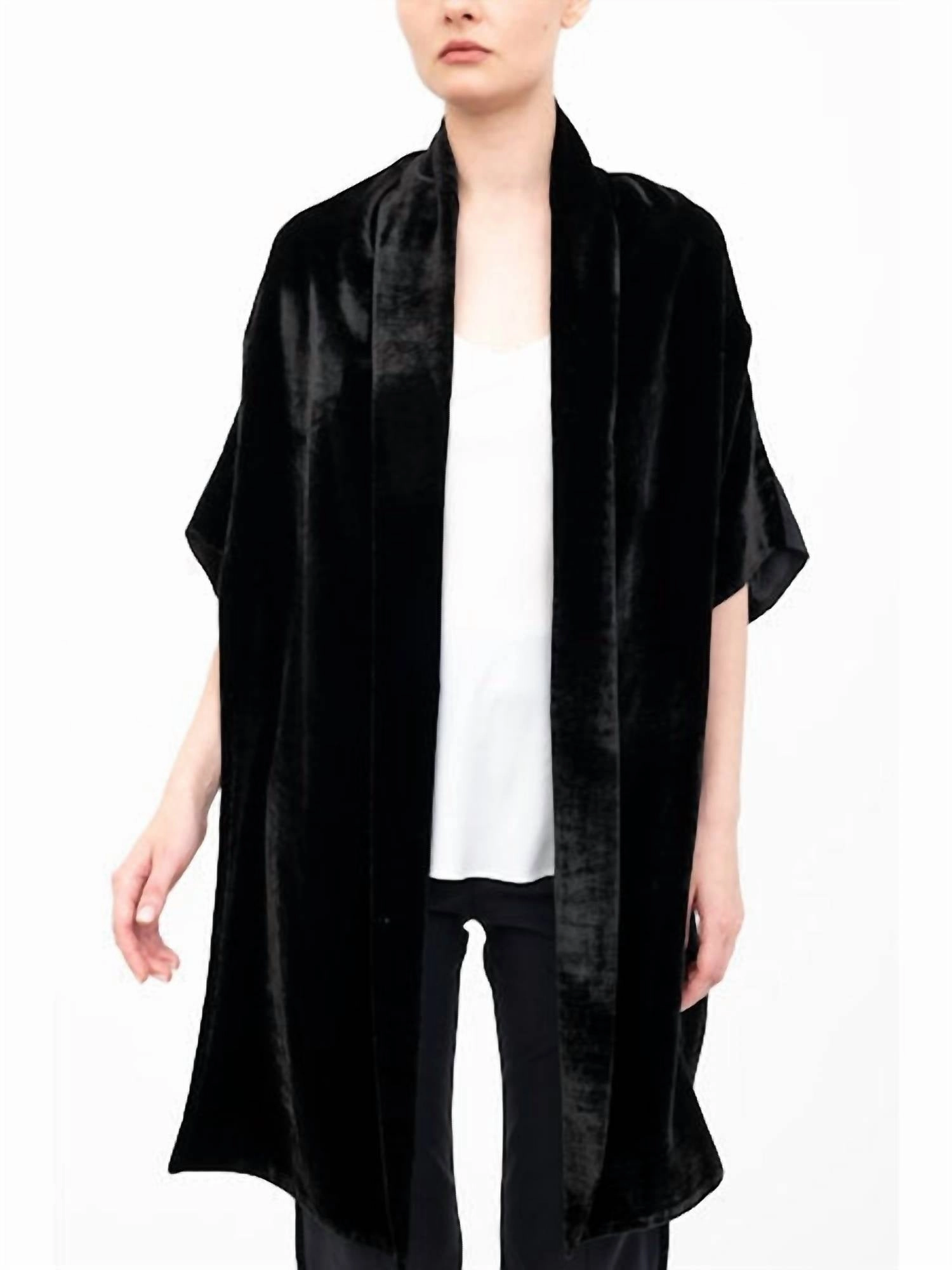 Amari Shrug With Silk Contrast In Black Tops Womens - bodysuits clearance
