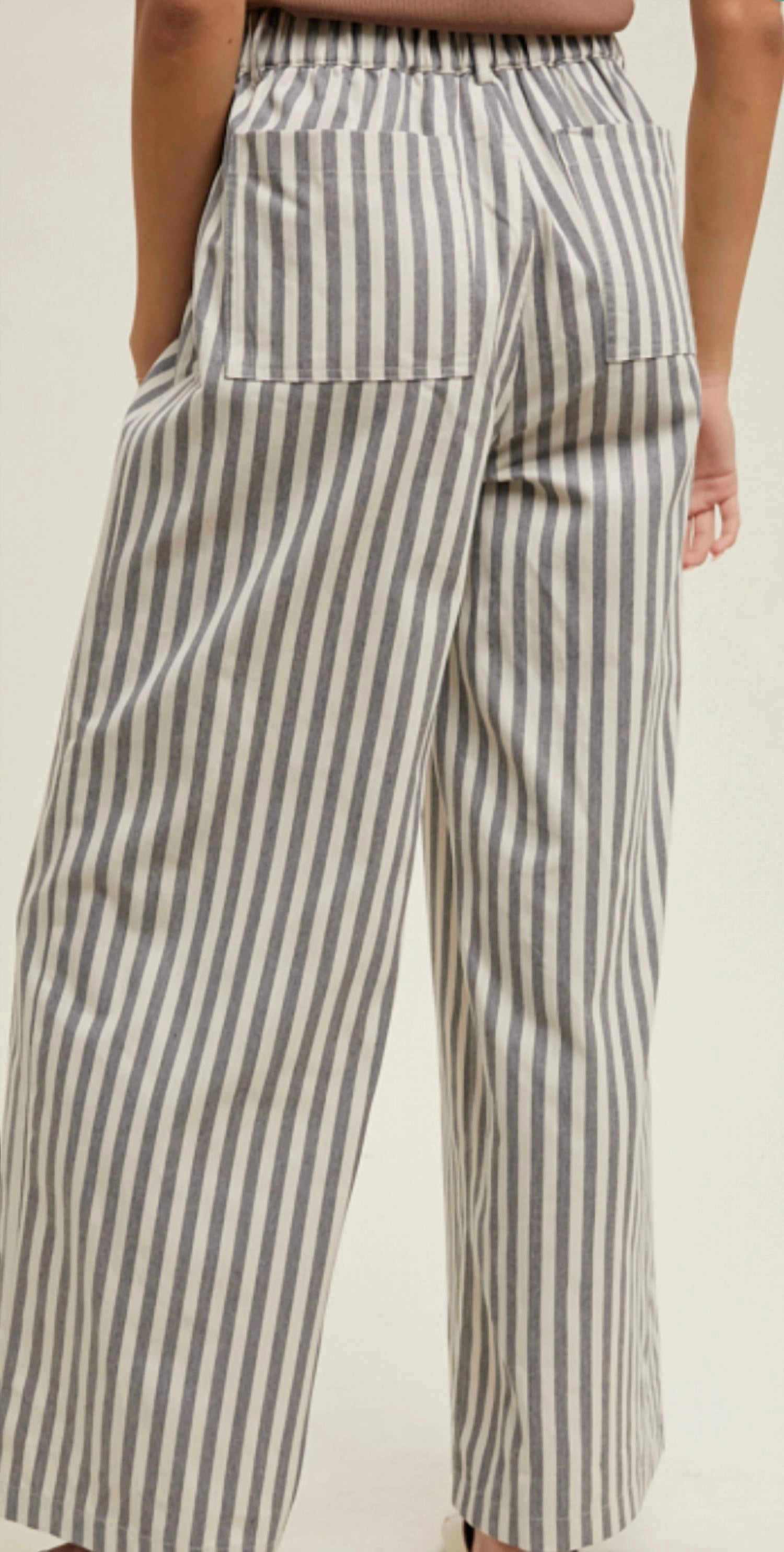 Amber Striped Pants In Grey / White