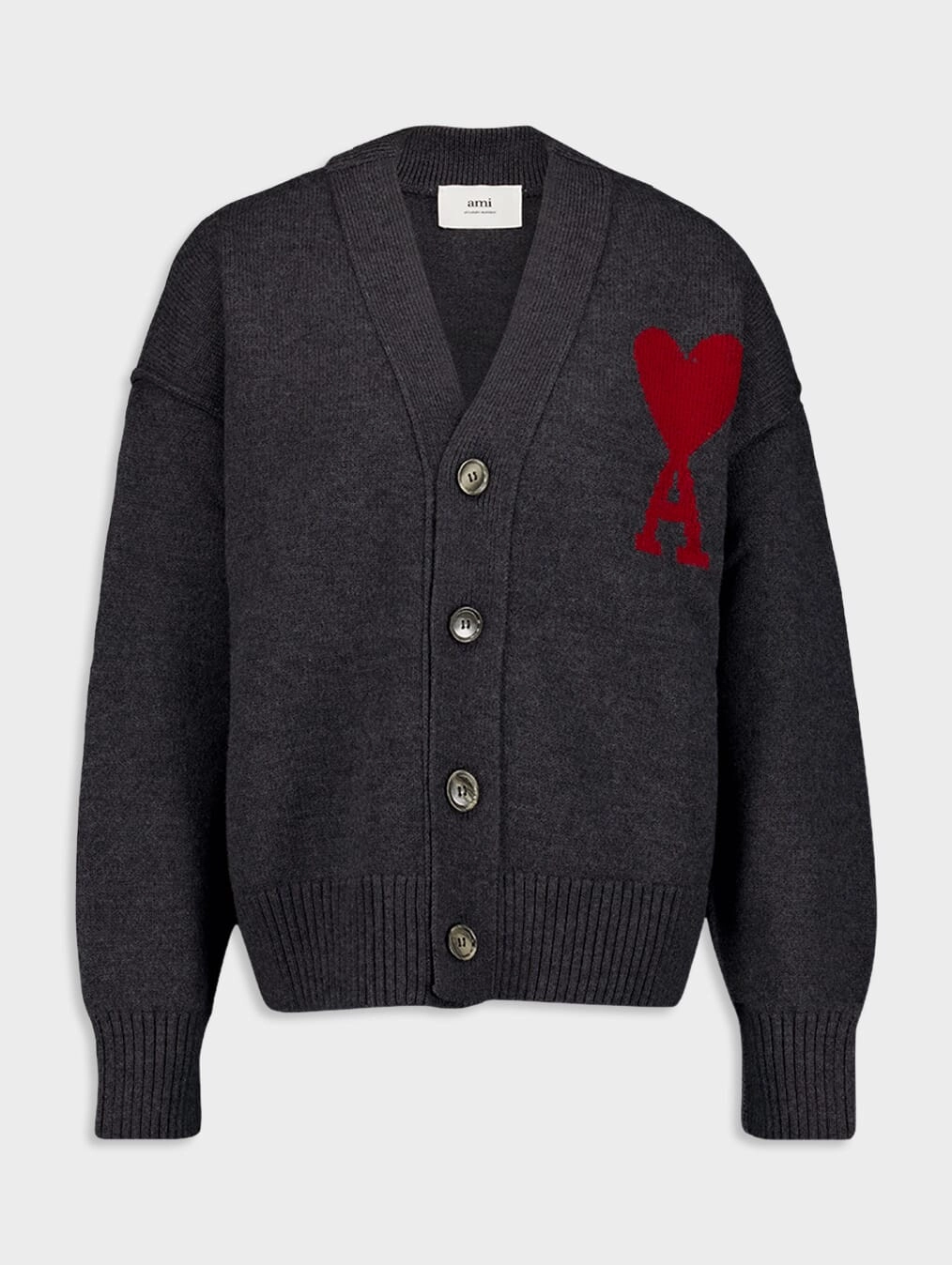 Ami De Coeur Monogram Motif Virgin-Wool Cardigan Knitwear Mens - men's sweaters sale