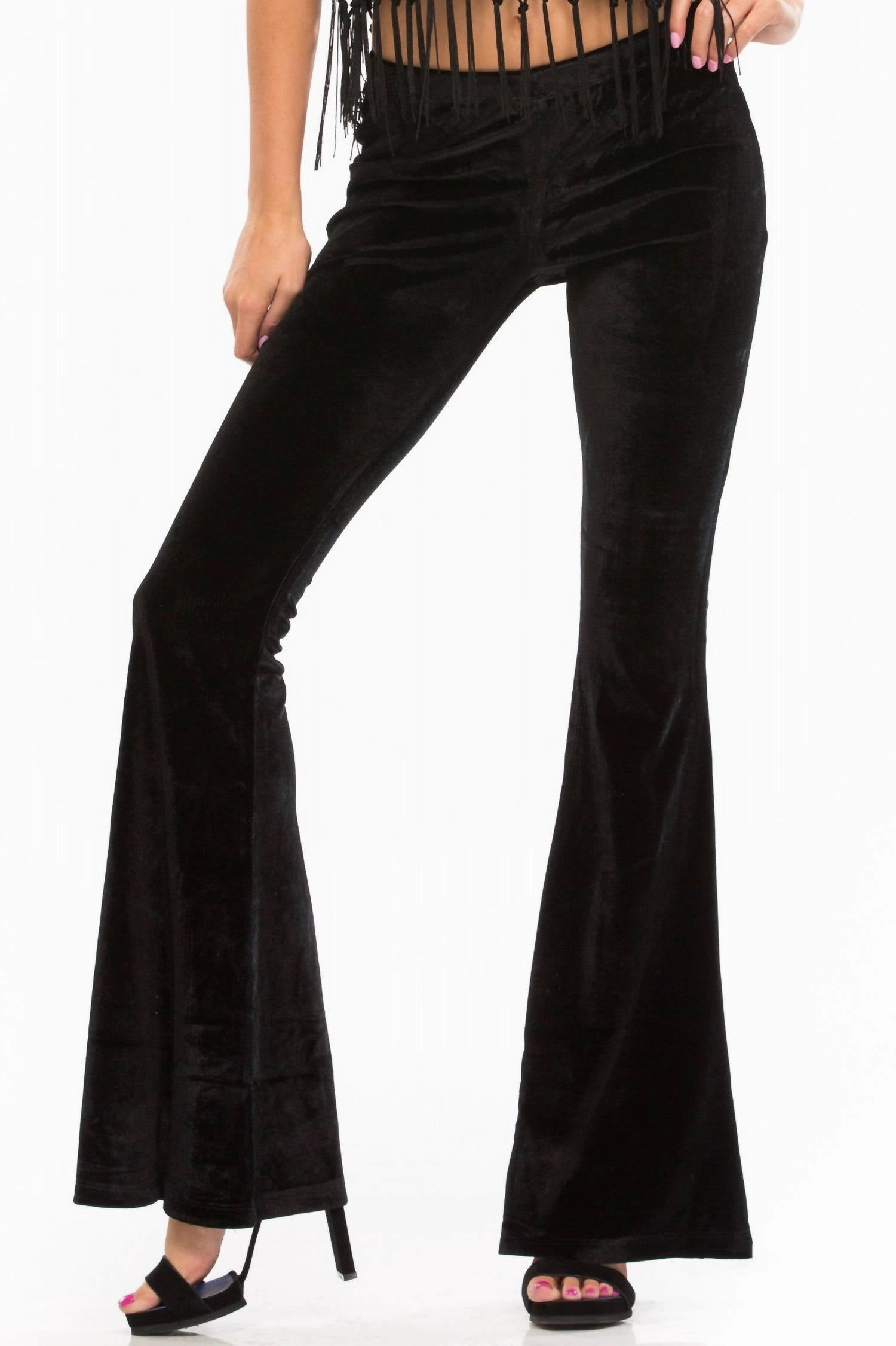 Amina Velvet Flare Pant In Black
