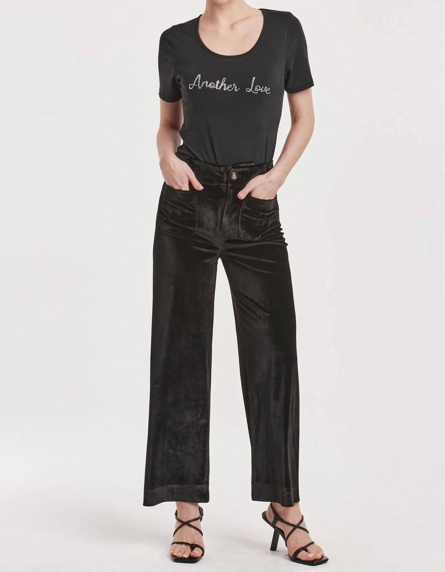 Anahi Velvet Pants In Black