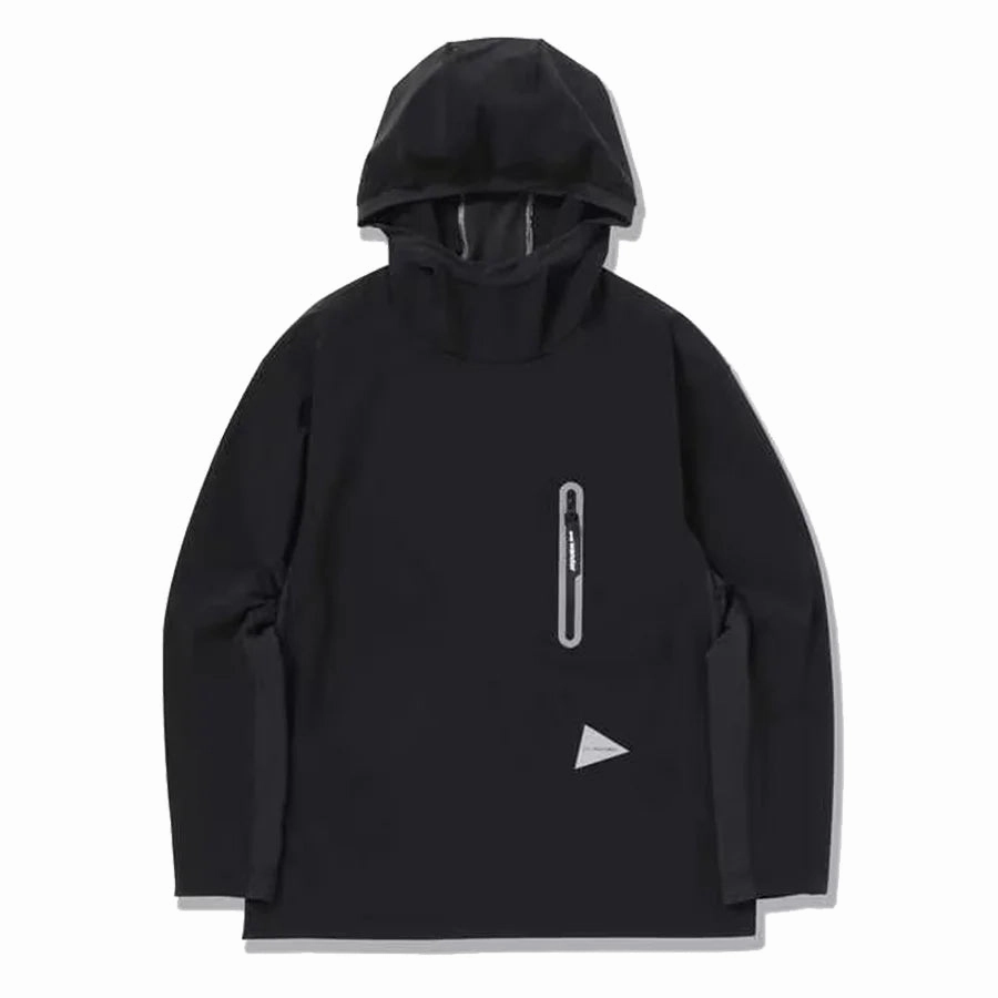 And Wander Cool Touch Pocket Hoodie Black mens long sleeves cheap