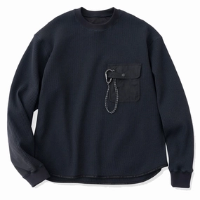 And Wander Pe Waffle L/S Tee Black mens long sleeves cheap