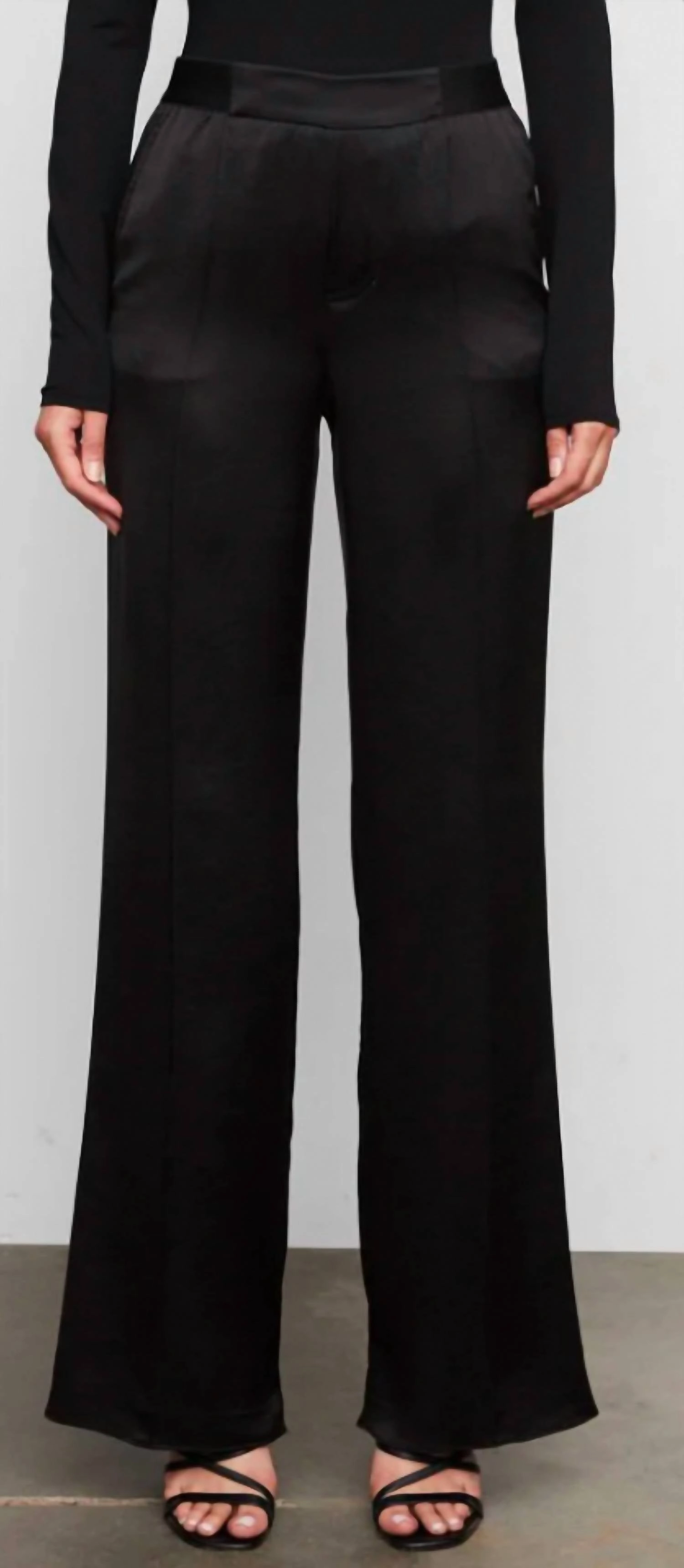Angel Hammered Satin Evening Pant In Black womens parachute pants cheap