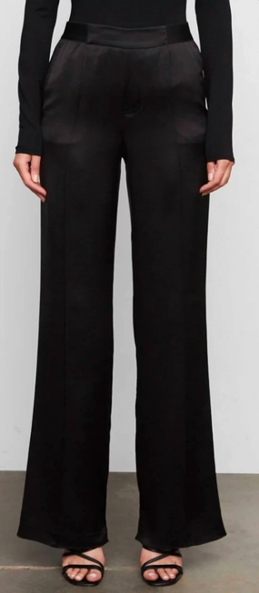 Angel Hammered Satin Evening Pant In Black womens parachute pants cheap