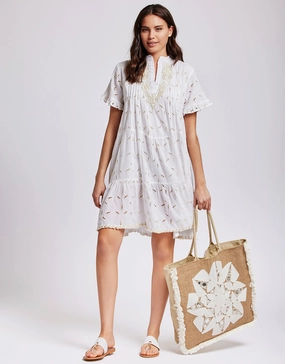 Angie Short Sleeved Dress - White Swim Womens - bikinis clearance