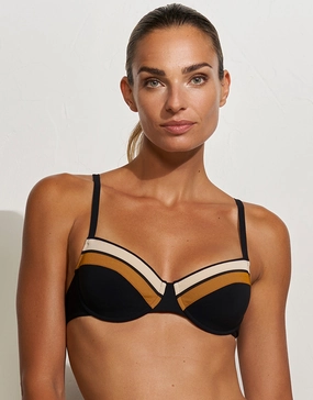 Antagonist Underwired  Bikini Top - Black Sand Caramel Swim Womens - one-pieces cheap
