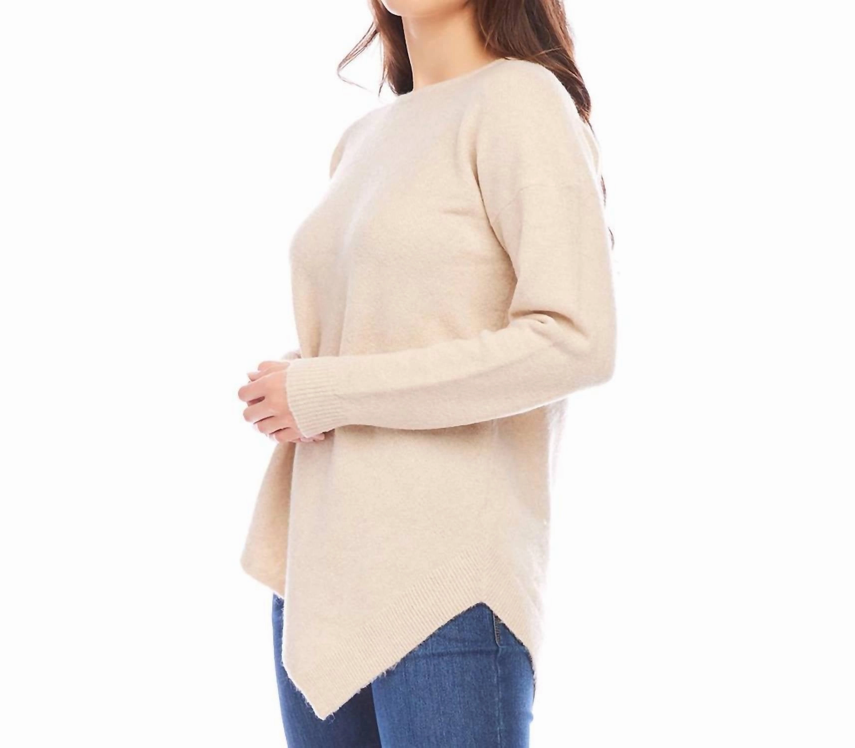 Asymmetric Hem Sweater In Sand