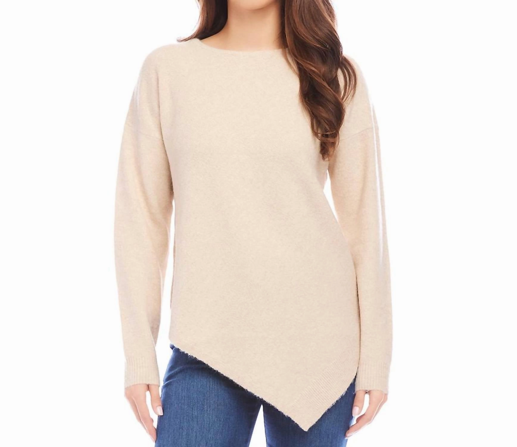 Asymmetric Hem Sweater In Sand Tops Womens - halter tops sale