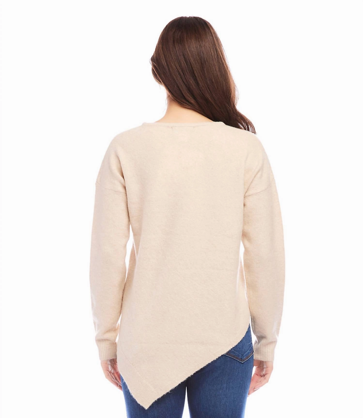 Asymmetric Hem Sweater In Sand