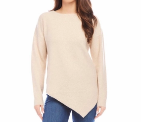 Asymmetric Hem Sweater In Sand Tops Womens - halter tops sale