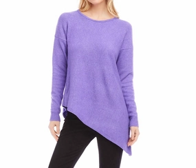 Asymmetric Sweater In Lavender Tops Womens - cold-shoulder tops