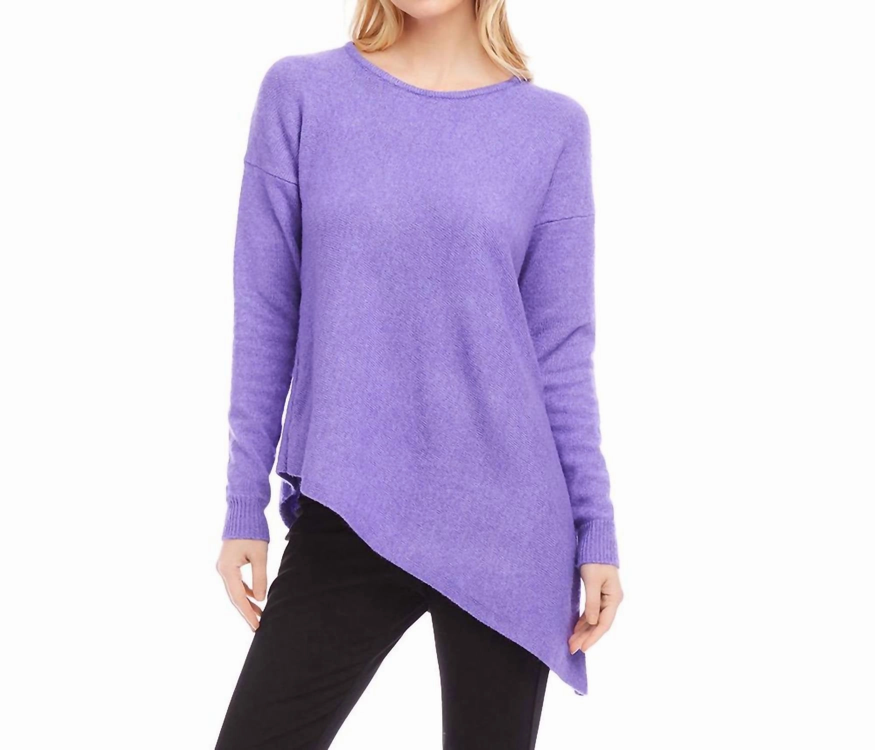 Asymmetric Sweater In Lavender Tops Womens - cold-shoulder tops