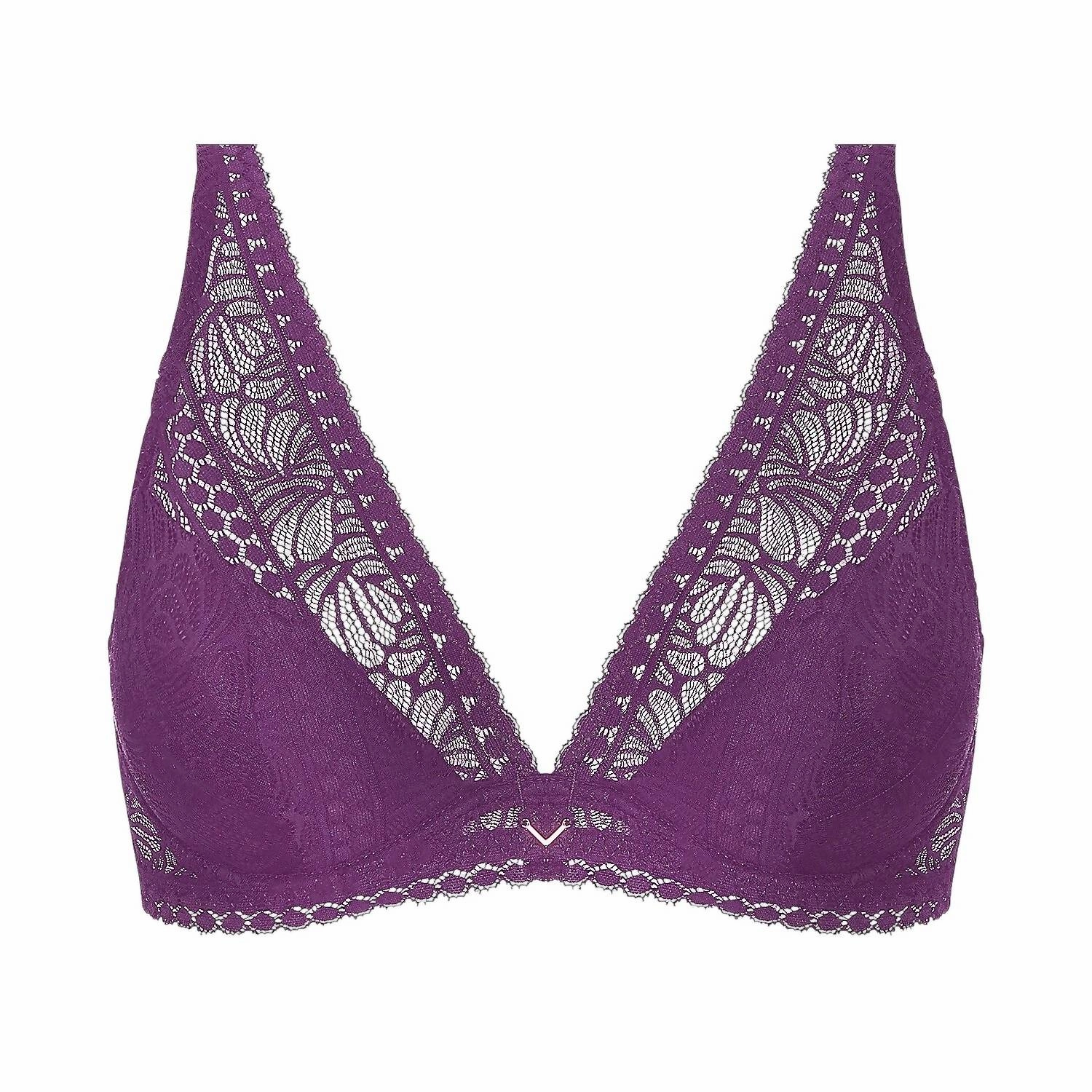 Atelier Seduction Triangle Demi Cup Padded Bra In Prune Magic