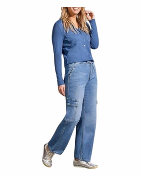 Audrey Cargo Joggers In Sky Blue womens cropped pants sale