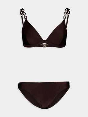 August Diamond Trim Chic Brown Bikini Set Swim Womens clearance sale